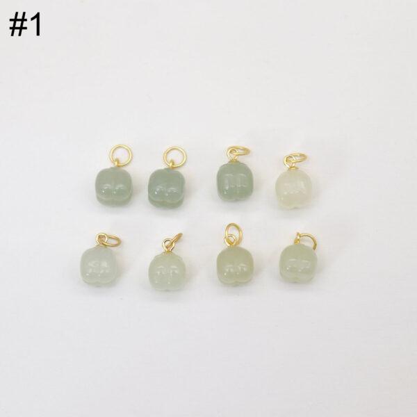 2pcs / 5 pcs persimmon charm, nephrite charm, light green charm, sterling silver charm, gild bead, golden charm - Image 6