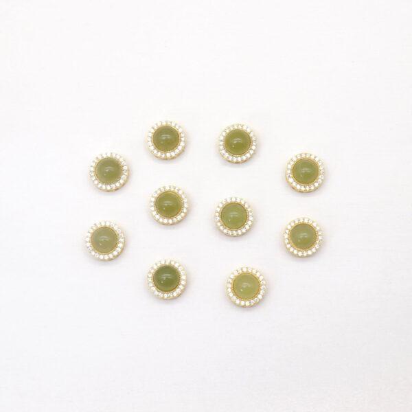2pcs / 5 pcs round bead, bezel bead, nephrite bead, green bead, sterling silver bead, gild bead, golden bead