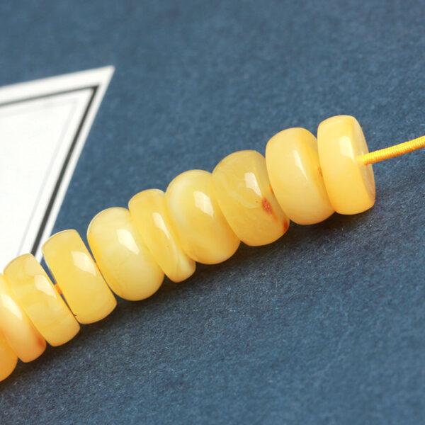 amber bead, yellow bead, rondelle bead, through hole bead