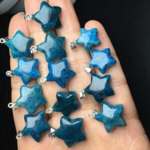 blue apatite charm, star charm, blue charm, sterling silver charm