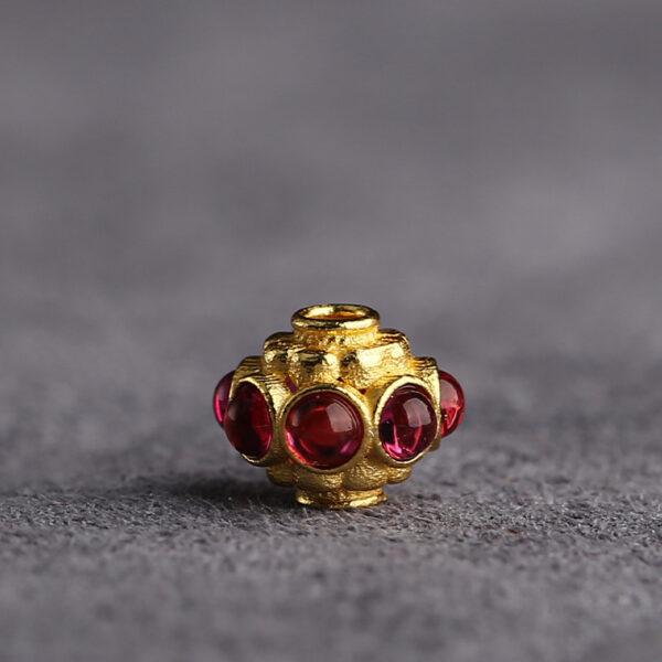 oval bead, zircon bead, flower pattern bead, spacer bead, s925 sterling silver, sterling silver bead, golden bead, gild bead - Image 7