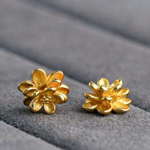lotus flower bead, flower bead, spacer bead, s925 sterling silver, sterling silver bead, golden bead, gild bead
