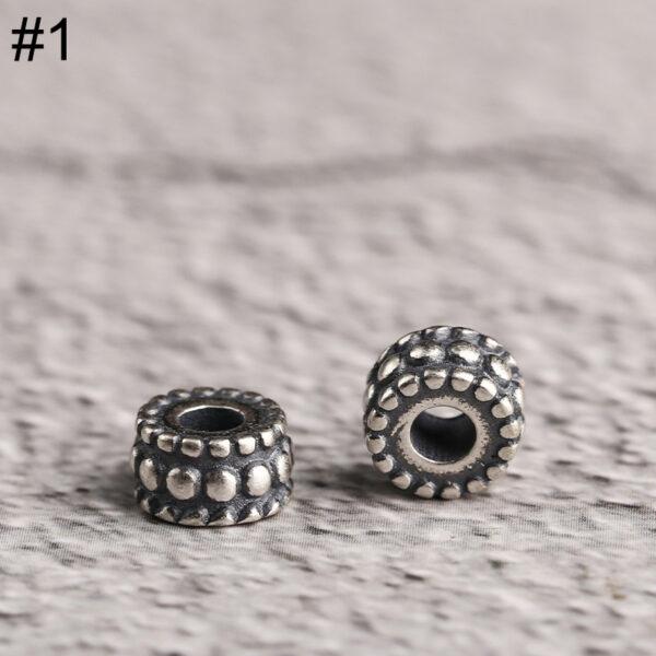 drum bead, small spots bead, spacer bead, s925 sterling silver, silver bead, oxidized silver bead - Image 4