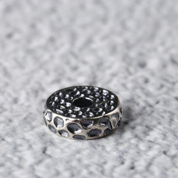 oblate bead, small pits pattern bead, spacer bead, s925 sterling silver, silver bead, oxidized silver bead