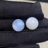 white moonstone bead, blue light bead, round bead, through hole bead