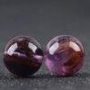 Amethyst Rutilated Quartz bead, purple bead, round bead, through hole bead