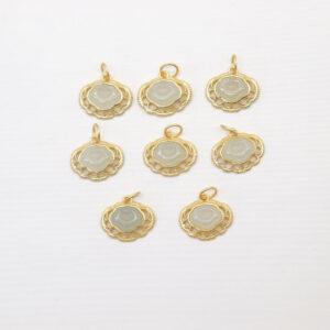 2pcs / 5 pcs cloud charm, nephrite charm, white charm, sterling silver charm, gild bead, golden charm