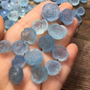 aquamarine bead, flower bead, blue bead, clear bead, charm bead, bracelet bead