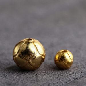 lotus bud bead, round bead, flower bead, spacer bead, s925 sterling silver, sterling silver bead, golden bead, gild bead