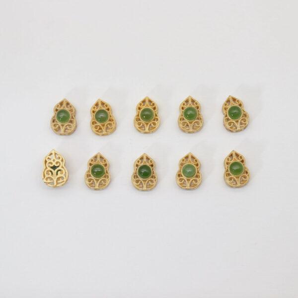 2pcs / 5 pcs bezel bead, gourd bead, nephrite bead, green bead, sterling silver bead, gild bead, golden bead - Image 2