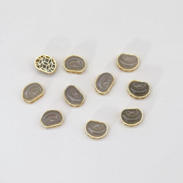2pcs / 5 pcs ruyi flower bead, bezel bead, nephrite bead, smoky purple bead, sterling silver bead, gild bead, golden bead - Image 2