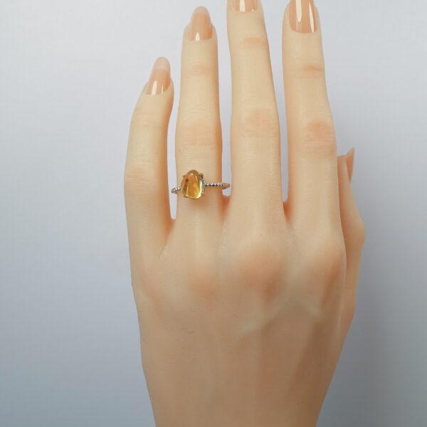 citrine ring, yellow ring, sterling silver ring, irregular gemstone ring, diy ring, adjustable ring - Image 3