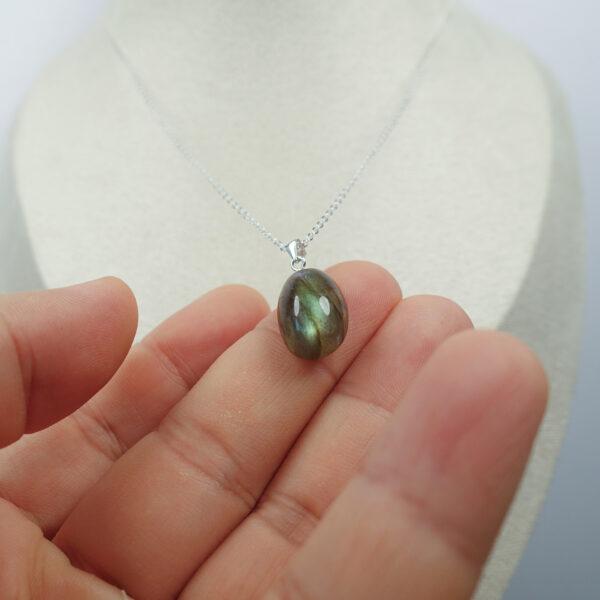 labradorite necklace, colorful light necklace, sterling silver necklace, oval gemstone necklace, diy necklace - Image 3