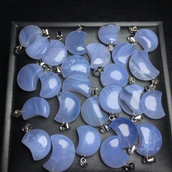 blue agate charm, moon charm, blue charm, sterling silver charm - Image 2