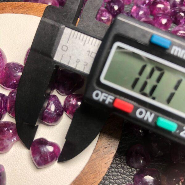 lepidolite bead, heart bead, purple bead, bezel gemstone, ring gemstone, pendant gemstone - Image 2