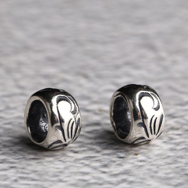 drum bead, vine bead, spacer bead, s925 sterling silver, silver bead, oxidized silver bead - Image 2