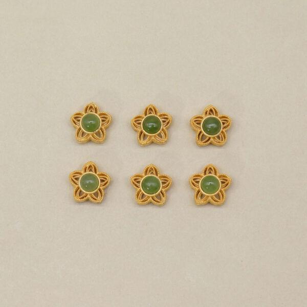 2pcs / 5 pcs flower bead, bezel bead, nephrite bead, green bead, sterling silver bead, gild bead, golden bead - Image 2