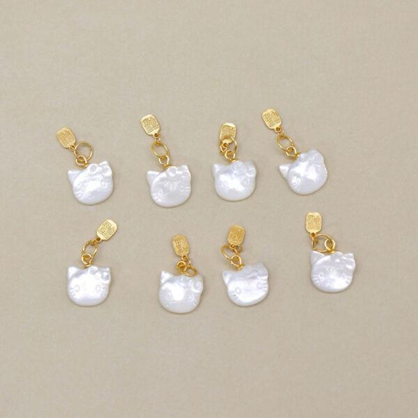 2pcs / 5 pcs cat charm, bear charm, shell charm, white charm, sterling silver charm, gild bead, golden charm - Image 2
