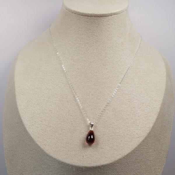 garnet necklace, droplet necklace, teardrop pendant necklace, sterling silver necklace, gemstone necklace, diy necklace - Image 2
