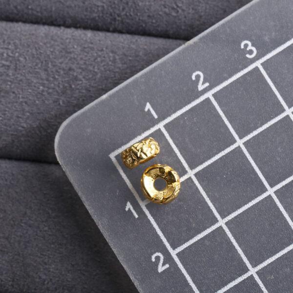 donut bead, crack surface bead, spacer bead, s925 sterling silver, sterling silver bead, golden bead, gild bead - Image 2