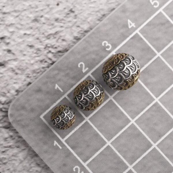 ball bead, dragon scale pattern bead, spacer bead, s925 sterling silver, silver bead, oxidized silver bead - Image 2