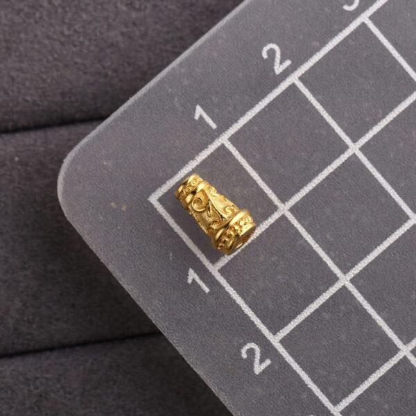 tower shape bead, flower pattern bead, spacer bead, s925 sterling silver, sterling silver bead, golden bead, gild bead - Image 2