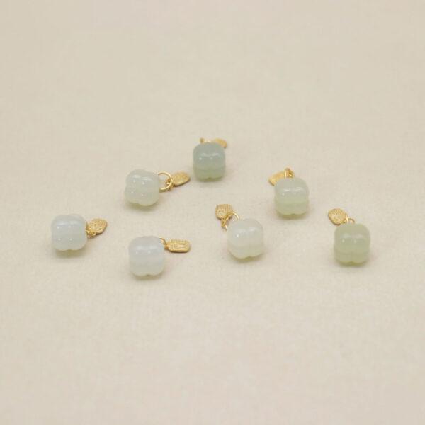 2pcs / 5 pcs persimmon charm, nephrite charm, light green charm, sterling silver charm, gild bead, golden charm - Image 3
