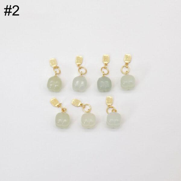 2pcs / 5 pcs persimmon charm, nephrite charm, light green charm, sterling silver charm, gild bead, golden charm - Image 7
