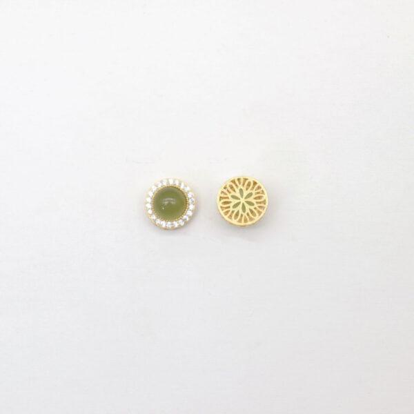 2pcs / 5 pcs round bead, bezel bead, nephrite bead, green bead, sterling silver bead, gild bead, golden bead - Image 2