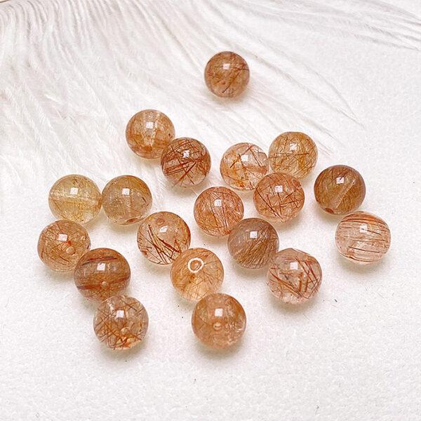 Copper Rutilated Quartz bead, round bead, through hole bead - Image 2