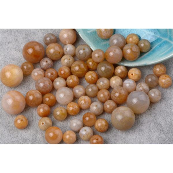 Agatized Coral bead, fossil coral bead, round bead, through hole bead - Image 2