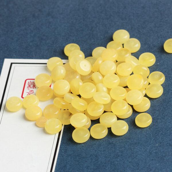 amber bead, yellow bead, rondelle bead, through hole bead - Image 2