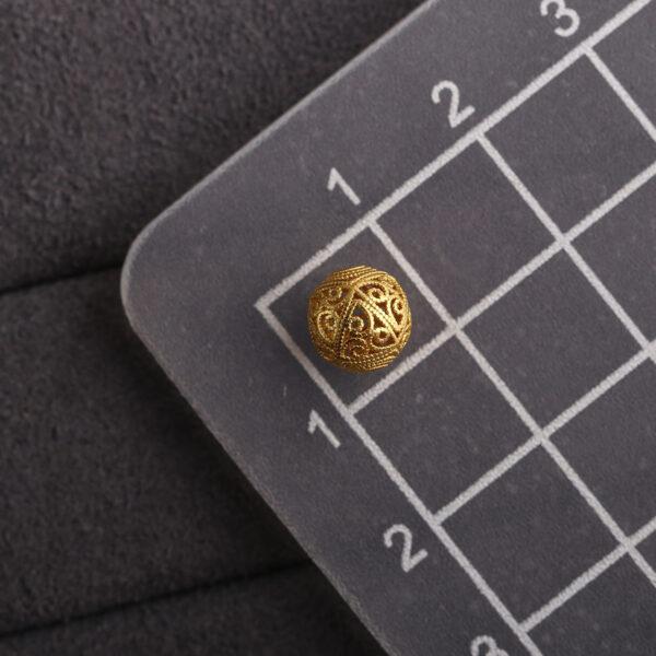 round bead, hollow bead, flower pattern bead, spacer bead, s925 sterling silver, sterling silver bead, golden bead, gild bead - Image 2
