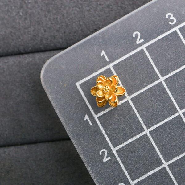 lotus flower bead, flower bead, spacer bead, s925 sterling silver, sterling silver bead, golden bead, gild bead - Image 2