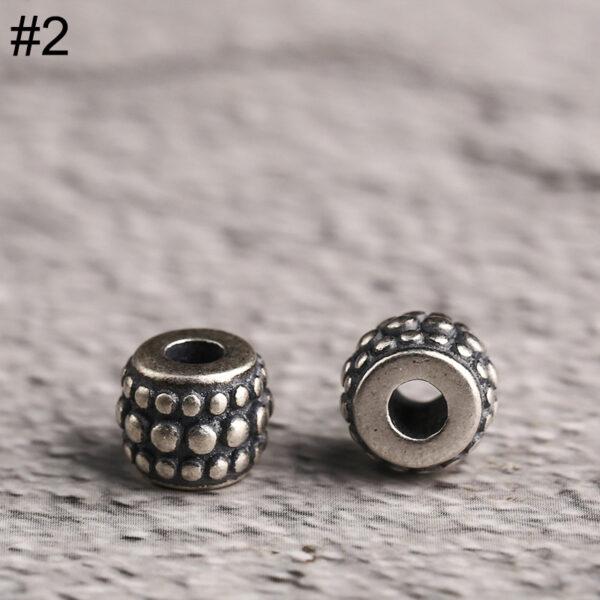 drum bead, small spots bead, spacer bead, s925 sterling silver, silver bead, oxidized silver bead - Image 5