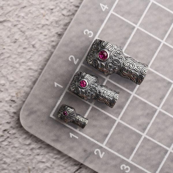 T drilled bead, cloud pattern bead, spacer bead, s925 sterling silver, silver bead, oxidized silver bead - Image 2