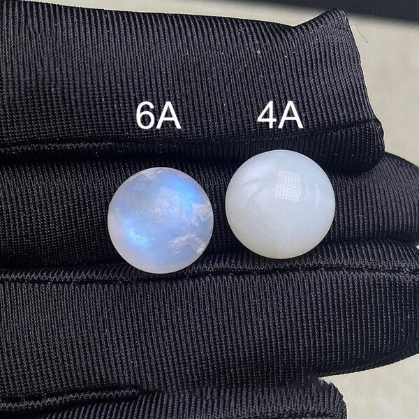 white moonstone bead, blue light bead, round bead, through hole bead - Image 2