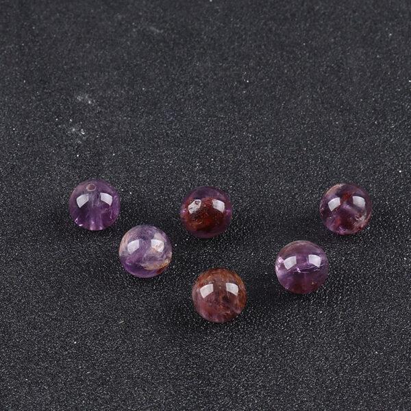 Amethyst Rutilated Quartz bead, purple bead, round bead, through hole bead - Image 2