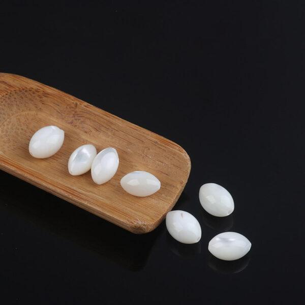shell bead, white bead, rice bead, oval bead, through hole bead - Image 2