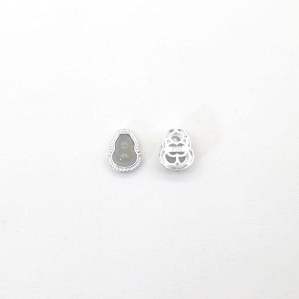 2pcs / 5 pcs gourd bead, bezel bead, nephrite bead, purple gray bead, sterling silver bead, silver bead - Image 2