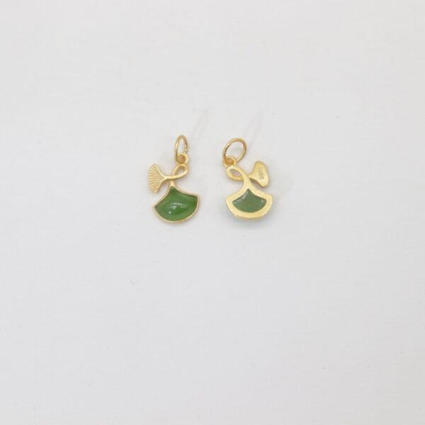 2pcs / 5 pcs Ginkgo leaves charm, nephrite charm, green charm, sterling silver charm, gild bead, golden charm - Image 2