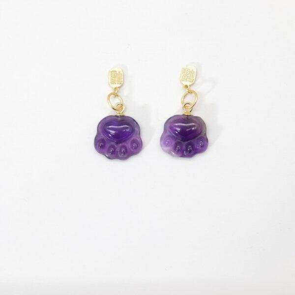 cat paw charm, amethyst charm, purple charm, sterling silver charm, gild bead, golden charm, 2pcs / 5 pcs - Image 2