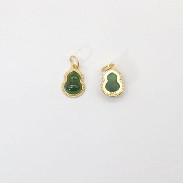 gourd charm, nephrite charm, green charm, sterling silver charm, gild bead, golden charm, 2pcs / 5 pcs - Image 2