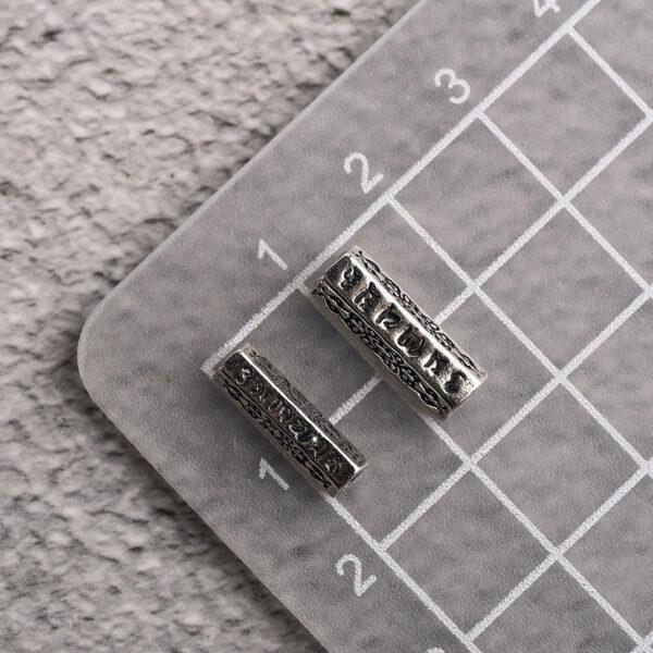 Hexagonal prism bead, tube bead, Buddhist Six-Syllable Mantra pattern bead, spacer bead, s925 sterling silver, silver bead, oxidized silver bead - Image 2