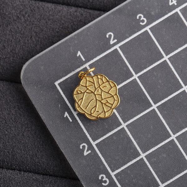 flower charm, round bead, s925 sterling silver, golden charm, gild bead - Image 2