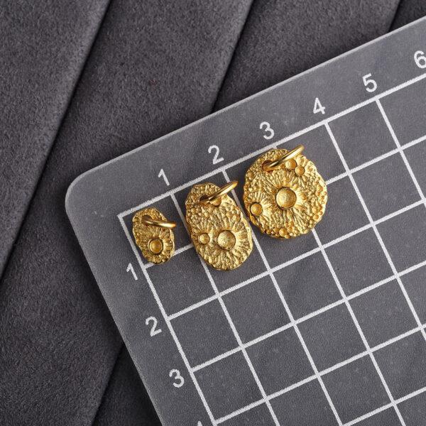 Meteor Crater charm, s925 sterling silver, golden charm, gild bead - Image 2
