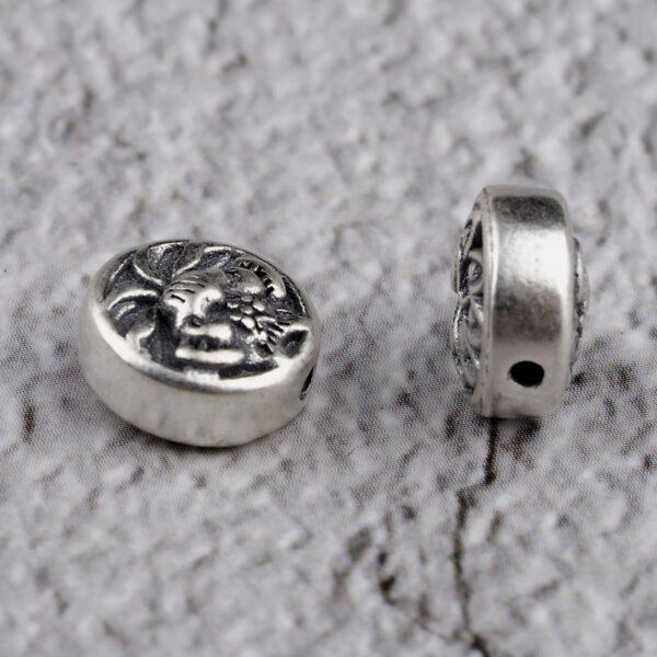 peacock bead, flower bead, round bead, spacer bead, s925 sterling silver, silver bead, oxidized silver bead - Image 3