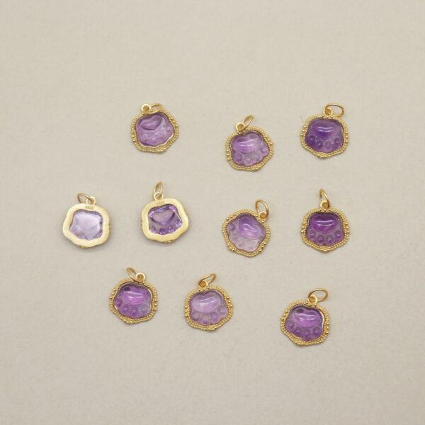 2pcs / 5 pcs cat paw charm, amethyst charm, purple charm, sterling silver charm, gild bead, golden charm - Image 3