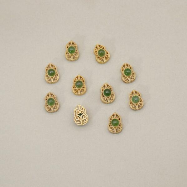 2pcs / 5 pcs bezel bead, gourd bead, nephrite bead, green bead, sterling silver bead, gild bead, golden bead - Image 3