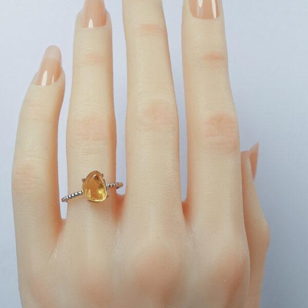 citrine ring, yellow ring, sterling silver ring, irregular gemstone ring, diy ring, adjustable ring - Image 4